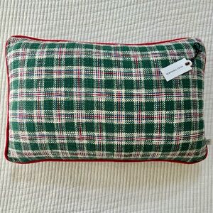 Hearth & Hand with Magnolia Vintage Plaid Lumbar Toss Pillow Green and Red NWT
